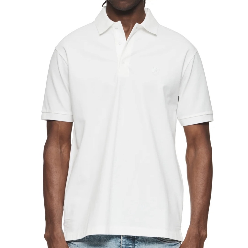 PURPLE BRAND White Pique Knit Polo XS